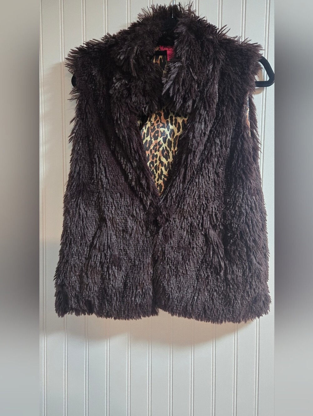 Betsey Johnson Dark Brown Faux Fur Sleeveless Vest